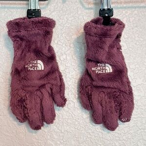 The North Face Maroon Fleece Gloves Kids Small